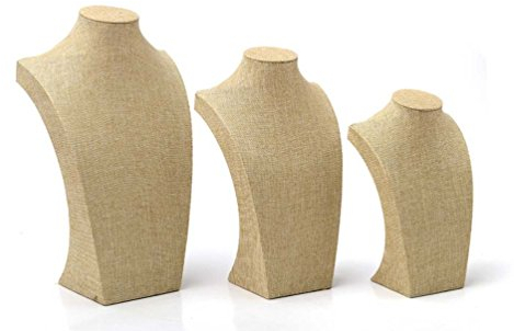 Sinoba Jewellery Bust / Necklace Holder / Display Stand - Made of Linen, H3: 29 cm