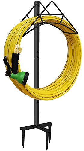 Artigarden Garden Hose Holder - Free Standing Metal Water Hose Stand Heavy Duty Flexible Pipe Storage Hanger Organizer for Lawn & Yard