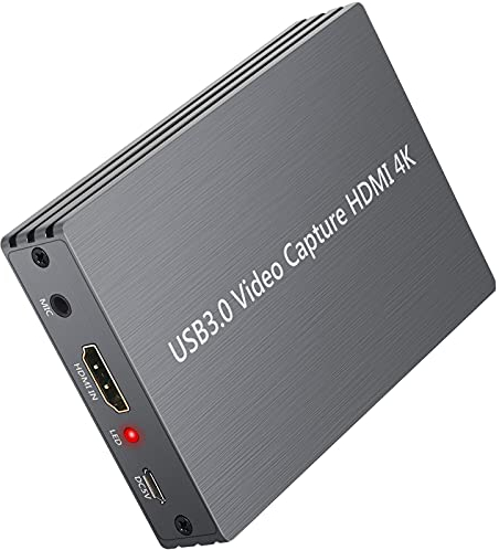 LiNKFOR HDMI Capture Karte USB 3.0 HDMI Game Capture Karte 4K 1080P HDMI zu USB 3.0 Live Video Game Capture mit HDMI Loop-Out, Mikrofoneingang und Audioausgang Unterstützt HD-Video 1080P Windows