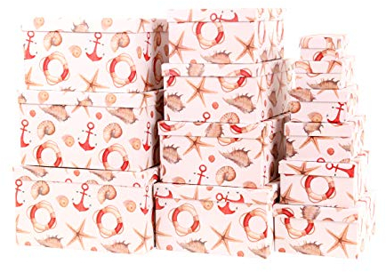 Aufbewahrungsboxen Schachteln Geschenkbox im 13er Set mit Deckel Verschiedene Designs (Meer 4)
