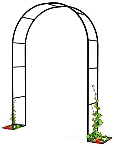Rosenbogen Metall Rankhilfe Rosen Pflanzen, Große Torbogen Garten pulverbeschichteter Stahl, 230cm hoch, 140 cm /200cm breit, Schwarz Weiß (Black, W200*H230cm(6.5 * 7.3ft))