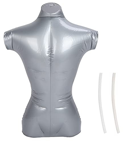 Zerodis Aufblasbare Schaufensterpuppe Männlich PVC Modell Oberkörper Kleidung Schaufensterständer für Halsketten Schmuck Schals Display