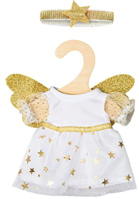 Heless 9152 - Kleid für Puppen im Design Schutzengel, mit goldenen Flügeln und Sternen-Haarband, Größe 20 - 25 cm