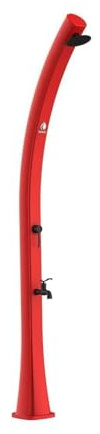 Sined Sole Ducha Solar Curvada de Polietileno HD con rociador y lavapiés de 22 l, Rojo