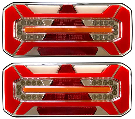 MelTruck 2x LED Rückleuchten LKW Anhänger Rücklicht dynamische Blinker E20 7 Funktionen 12V/24V SET