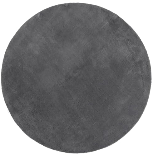 vidaXL Soft Short Pile Rug - Washable Anthracite Polyester Ø 120 cm - Non-Slip and Suitable for Underfloor Heating
