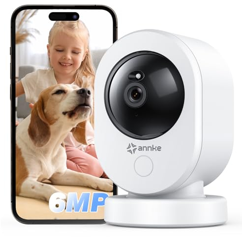 ANNKE 6MP WLAN Überwachungskamera für den Innen, 2,4/5 GHz WLAN Kamera Nachtsicht Hundekamera, Bewegungserkennung, 2-Wege-Audio, Cloud & SD Kartenspeicherung, für Babys/Haustiere-Crater Por