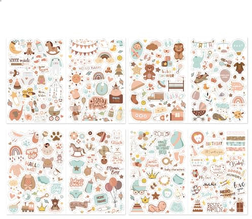 NATOSU 4 pegatinas para bebé, álbum de fotos y recortes, libro de visitas, baby shower, regalos para niñas y niños