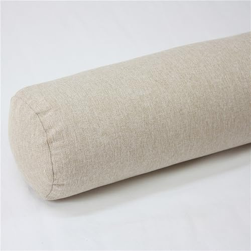 TUSUO Linen Neck Roll Pillowcase Cylinder Bolster Pillowcase with Zipper, (Cover Only),Breathable Round Cervical Pillow Cover, Washable Cover for Cervical Roll Pillow(Beige,6x18inch)