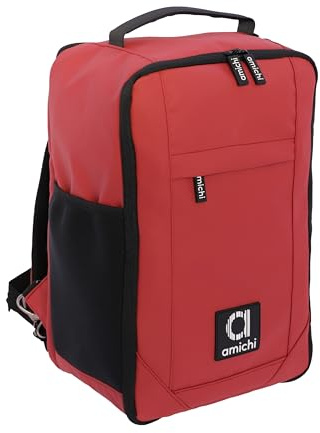 AMICHI - Zaino Viaggio Cabina Aereo 40x20x25 - Zaino Ryanair 40x20x25 - Zaino Cabina da Viaggio - Zaino da Viaggio Adattato per Qualsiasi Viaggio e Compagnia Aerea, Rosso