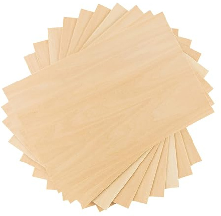 Compensato Legno 20x30x0.2 cm,10 Pezzi Pannelli Legno Sottile per Fai Da Te, Pirografia, Modellismo, Decorazioni, Laser Cutting, Bricolage, Impiallacciatura Legno, Tavole Legno Compensato 2mm
