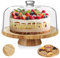 Myiosus Tortenplatte, Tortenplatte mit deckel, Multifunktional Holz Kuchenplatte, 33 cm großer Tortenständer, rutschfest Tortenplatte mit Fuß, Cake Stand für Partys|Nachmittagstee|Käsebretter