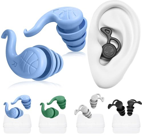 wenweo 4 Paar Ohrstöpsel Schwimmen Erwachsene, Ohrstöpsel zum Schlafen, Wiederverwendbare Silikon Ohrstöpsel zum Schwimmen, Surfen, Tauchen und Können auch Lärm reduzieren(Stil 2)