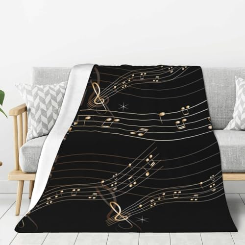 LfearTesa Coperte per divani e poltrone, copriletti, coperte da viaggio, coperte per divani letto, spartito musicale con note musicali e spartiti neri,40x30