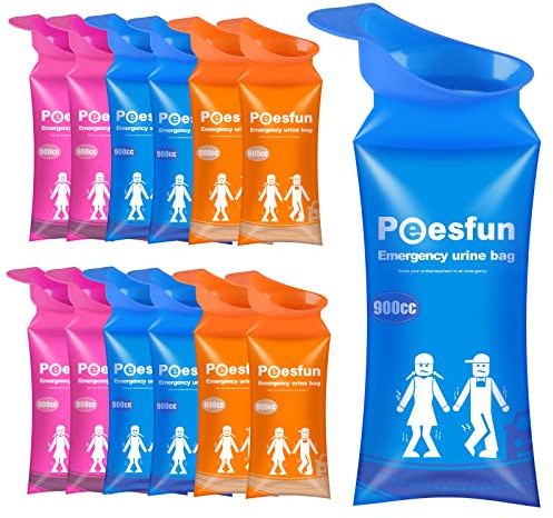 SANPUK Disposable Urinal Bags with The Large Open,900ml Portable Toilet Pee Bags,Emergency Bag Vomit bags for travel Portable and Camping Toilet for Men,Women,Pregnant,Patient,Kids, and Traffic Jam