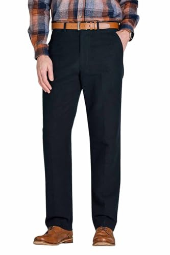 Pegasus Men's Soft Brushed Cotton Moleskin Expanding Waist Trousers | Hidden Stretch Waistband Expands 2, Heavyweight Fabric Straight Leg Pants for Everyday Comfort