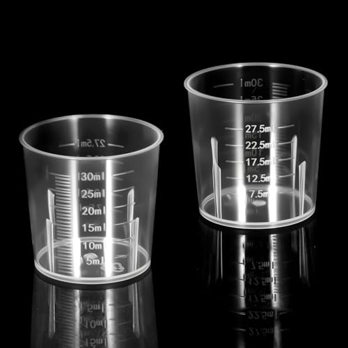 QFGasre Plastic Liquid Measuring Cups 20pcs Disposable Medicine Cups Graduated Transparent Clear Plastic Graduated Beaker for Kitchen Cooking Lab Measure Tool 30ml (1oz)