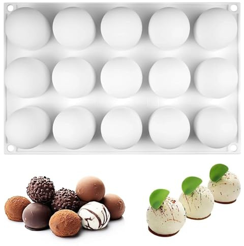 ZXTGBQ 15 Cavità Sferico Stampo in Silicone, Cioccolato Anti-Aderente Stampi in Silicone, Ø43mm per Caramelle Praline Cioccolatini Gelatina Mousse