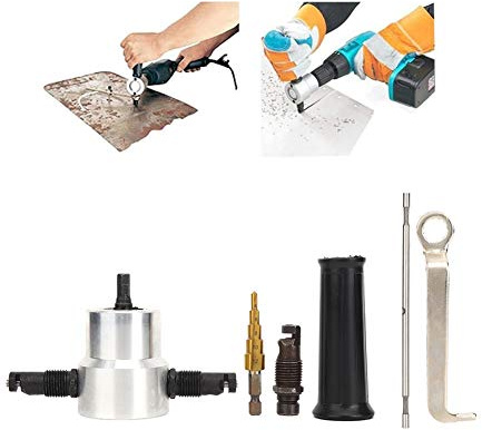 Garosa Cortador de Metal, Acero Al Carbono, Doble Cabezal para Cortes Precisos y Reparaciones Automáticas de Bricolaje, Kit de Herramientas de 6 Piezas para Cortes Rectos y Curvos