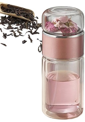 Bouteille d'eau en verre, bouteille d'œuf à thé – Bouteille à thé anti-fuite pour les déplacements, tasse à thé avec infuseur pour thé en vrac, thé aux fleurs à la maison en voyage
