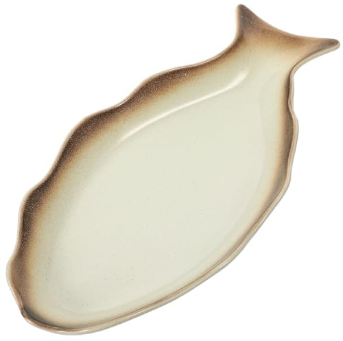 OSALADI Assiette en Céramique Grosse Taille Forme Poisson Couleur Or Automnal Plat Vapeur Japonerie pour Maison Hôtel Restaurant Multifonction Assiette à Steak et Apéritifs Pratique