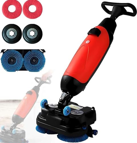 Kindevieft Lucidatrice per Pavimenti da 17 - Lavasciuga Pavimenti a Spinta, 240 Giri/Minuto, 120 Minuti di autonomia, Ideale per Piccole Imprese, uffici e Negozi. Red
