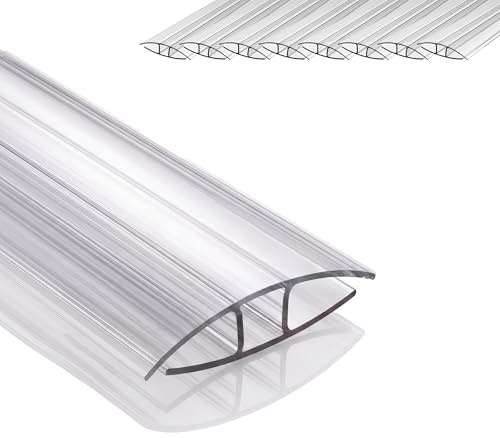 Relaxdays H-Profil für Doppelstegplatten 9er Set, 4-6 mm Plattenstärke, UV & wetterfest, 121 cm lang, Polycarbonat, klar