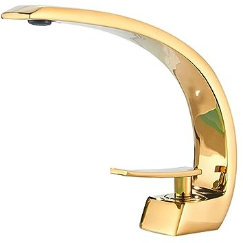 Badrumshandfat bänkskiva Installation Diskbänk varmt och kallt vatten blandningskran Creative Curved Faucet(ORB)
