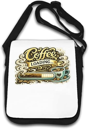 Illustration av kaffebryggare axelväska vit