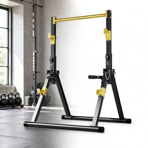 Parallell Dip Bar Indoor Pull-Up Station Svart Gul | Mångsidig design stöder flera kroppsviktsövningar for toning av hela kroppen.