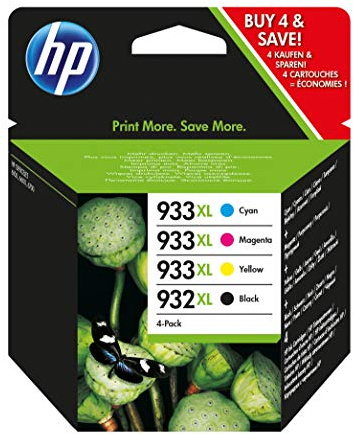 HP Original Tinte Nr. 932XL Black und Nr. 933XL Color Pack 4 Stück für HP Officejet 6100/6600/ 6700