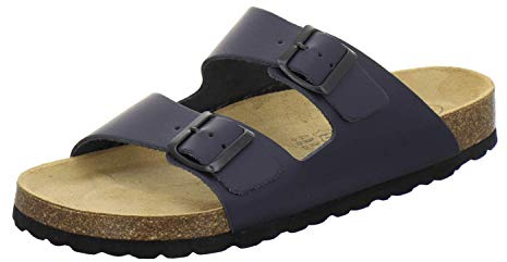 AFS-Schuhe Bekväma lädersandaler och tofflor för män, storlekar 36–50, tillverkade i Tyskland, Marinblå, 42 EU