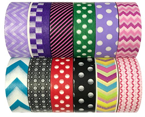 Wrapables WPSET71 Washi Masking Tape Collection (Set of 12)