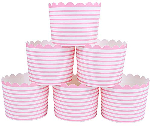 Webake Muffinförmchen Papier 50 Stück Muffin Papierförmchen Cupcake Formen Papier Muffins Backformen in Rosa Streifen Förmchen