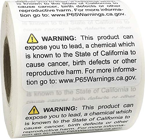 California Proposition 65 Contains Lead Warning Labels 1 x 2 inch 500 Adhesive Stickers