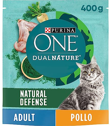 PURINA ONE Dualnature Natural Defense Crocchette per Gatti Adulti con Pollo e Spirulina Naturale 8 Sacchi da 400g