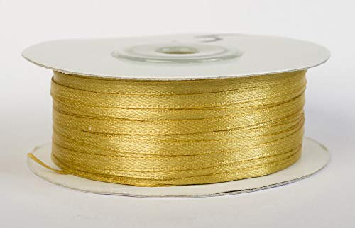 Jajasio Satinband 100 Yard-Rolle, 3mm breit, Auswahl aus 50 Farben/Farbe: 05 - gelbgold, Geschenkband, Schleifenband
