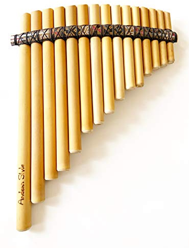professional pan flute from peru with 15 tubes, made of quality bamboo tuned in G major (440) rich 2 octaves beautiful sound, comes with pouch to better protection