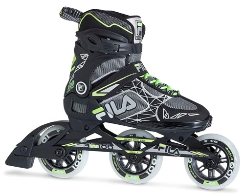 FILA Legacy Pro 100 Inline Speed Skates for Women | Precision, Performance, and Stability for Training in Outdoor and Indoor Rinks - Black, Gray, Green, Women 6
