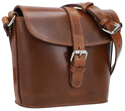 Gusti Handtaschen Leder - Nantje Damen Umhängetasche Tasche Crossbody Schultertaschen vintage Handtaschen Braun Leder