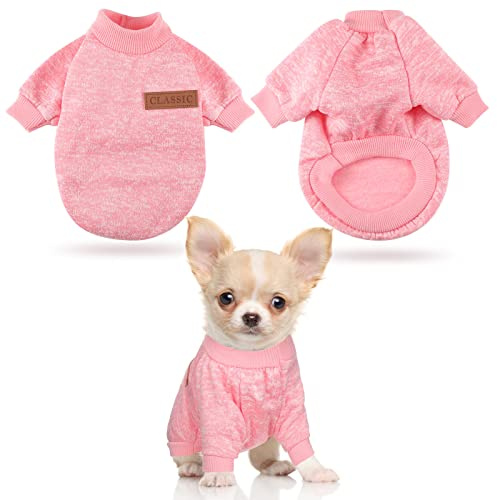 Suéter para Perros y Gatos Pequeños Jersey de Forro Polar para Perros Suave Cómodo Elástico Ropa de Lana para Mascota Jersey de Punto Cálido de Invierno Traje para Mascotas, Rosa (Talla S)
