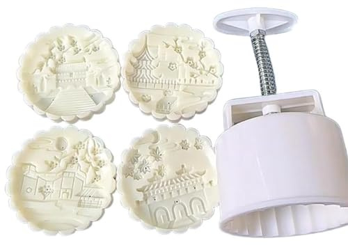 Hand-Pressure Mooncake Molds For Mid-Autumn Festival Palace-Pattern Mooncake Mould Christmas Pastry Embosser Mold Mid-Autumn Festival Handmade-mooncake Mold