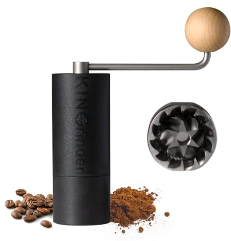 KINGrinder Macinacaffè manuale leggero P1 per moka, Aeropress, French Press, gocciolamento ed espresso, con consistenza di montaggio, in acciaio inox, capacità 25 g, 5BP1001-BK
