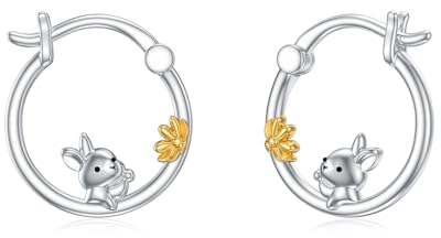 Hasen Ohrringe 925 Sterling Silber Hasen Creolen Ohrringe Hasen Schmuck Geschenke für Damen Mädchen