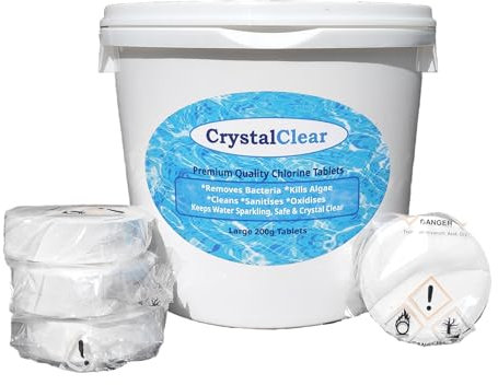 5 kg Large Chlorine Tablets for Swimming Pools - CrystalClear® Individually Wrapped 200g (3 inch) Stabilised Trichlor