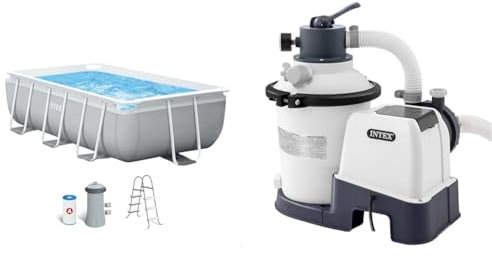 Intex 26784NP Piscina Rectangular, con depuradora, 300 x 175 x 80 cm & 55249 - Depuradora de Arena Krystal Clear 3.500 L/H, para Piscinas Desmontables de hasta 17.00