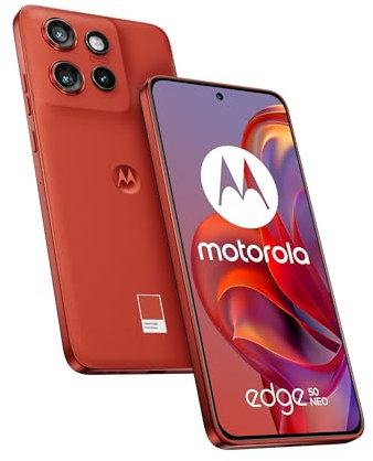 Motorola Edge 50 Neo, 512Go RAM 12 Go, Smartphone débloqué, écran Compact 6,4, Triple capteur 50 MP, résistant à l'eau, Coque Incluse, Poinciana, Version française