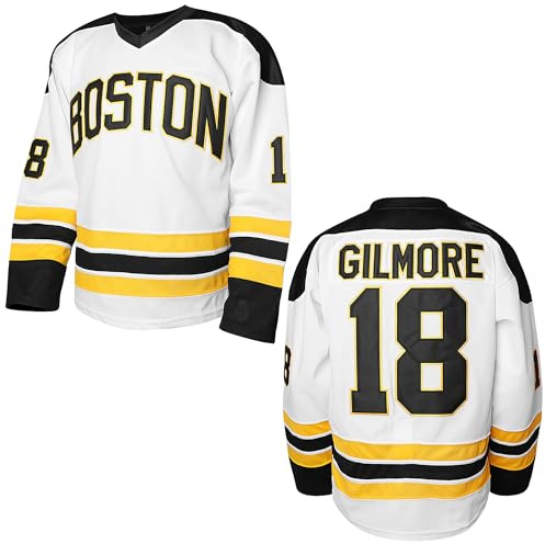 Happy Gilmore #18 Sandler 1996 Movie Ice Hockey Jersey Stitched Athletics Sports Shirt for Men Black White S-3XL (Large,18 Gilmore White)
