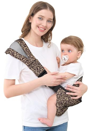 GAGAKU Porte-bébé ergonomique portable pour tout-petits avec siège antidérapant pour nourrissons et tout-petits (6,4 à 20 kg) - Léopard