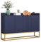DOWOX Sideboard Blau für Wohnzimmer, Esszimmer und Küche, 4-Türiger Griffloser Buffetschrank, 120 × 30 × 80 cm, Moderne Stauraumschrank, Verstellbare Ablagen, Dunkelblau